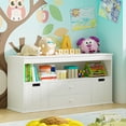 thumbnail image 1 of Yoneston 51.9" Kids Toy Storage Cabinet with 4 Drawers, Heavy Duty Toy Chest Bookshelves for Children's Playroom Bedroom, White, 1 of 9