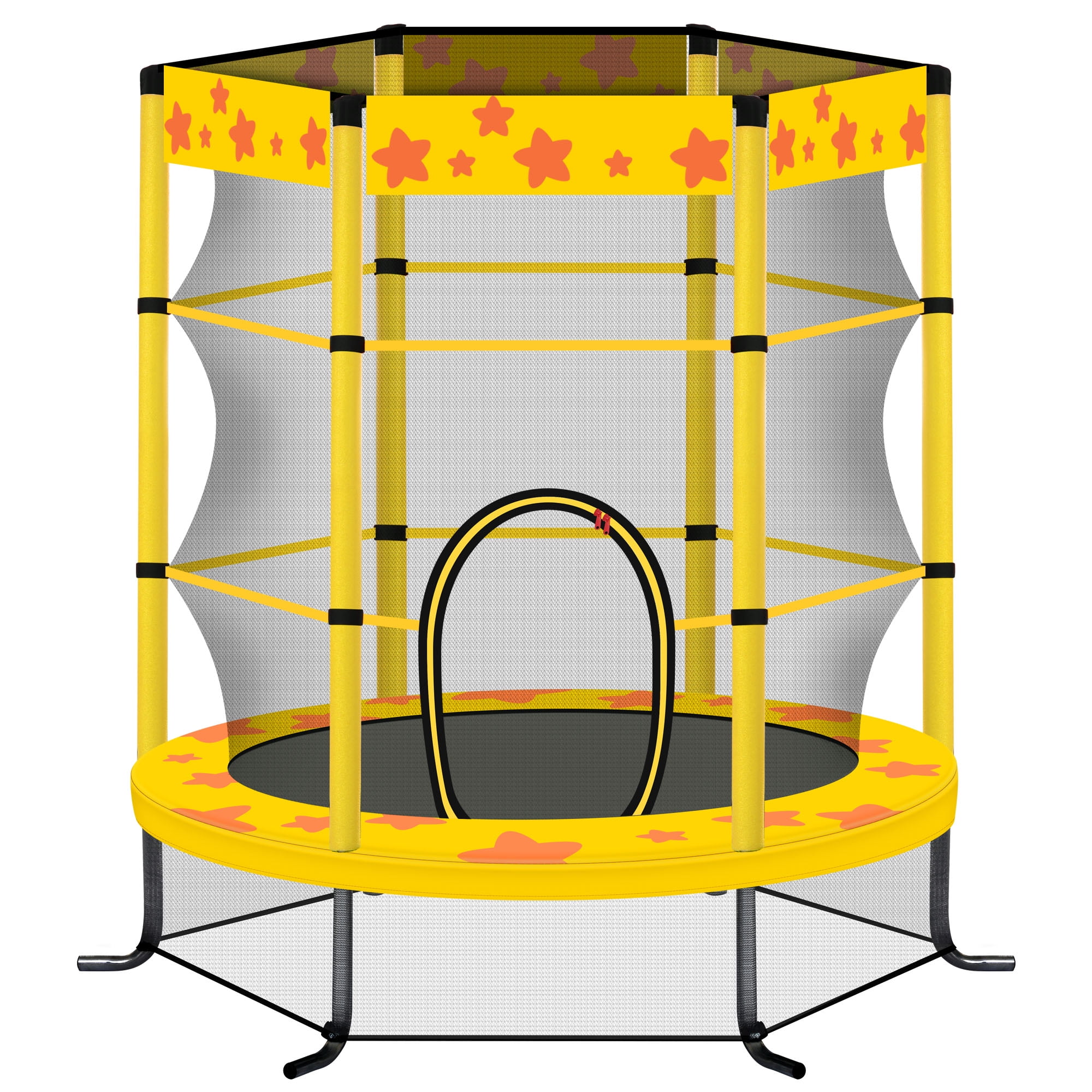 Yoneston 55 Inch Kids Trampoline with Safety Enclosure Net, 4.5FT Outdoor Indoor Trampoline for Kids, Yellow