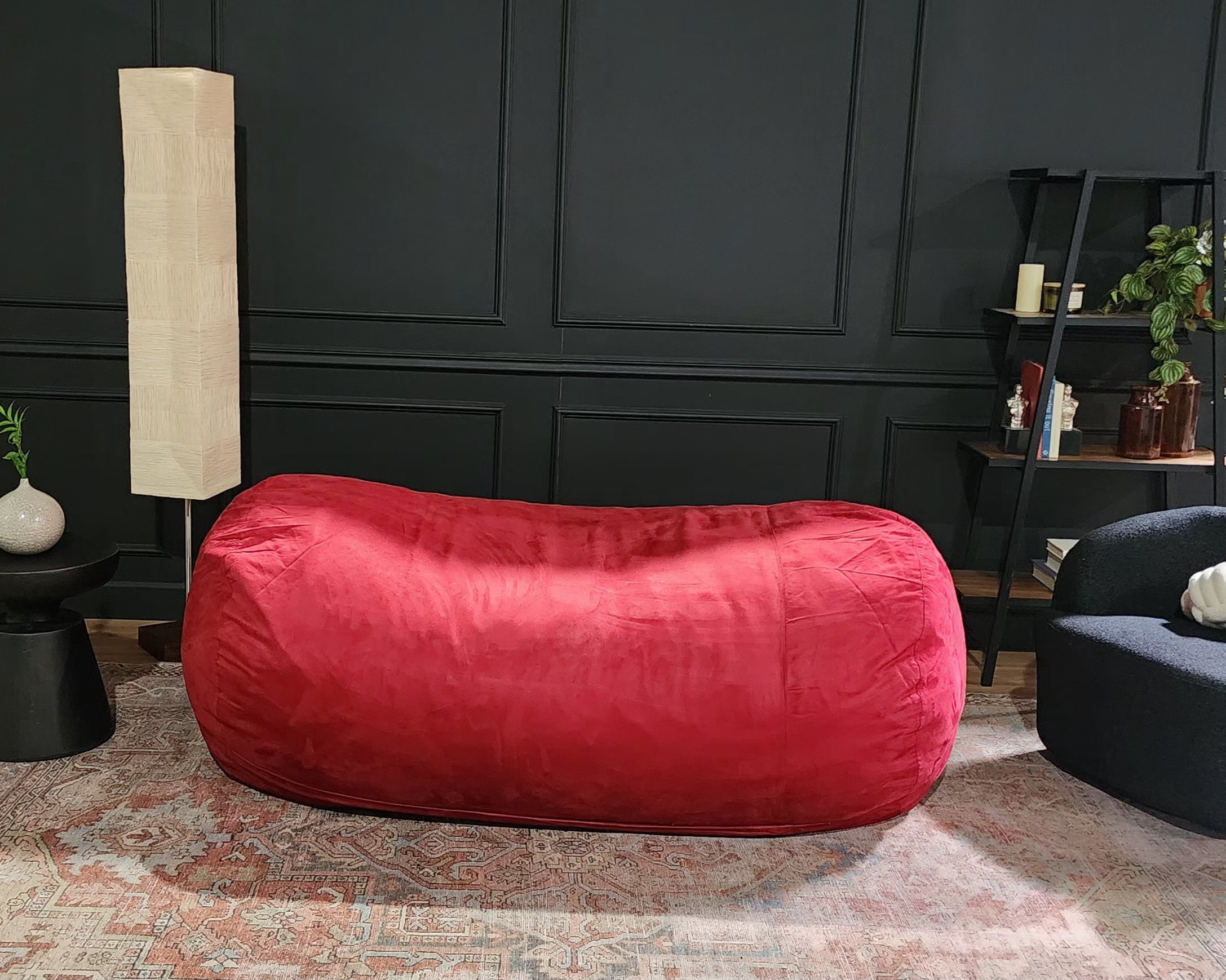 Yoneston 8ft Cylindrical Bean Bag, Soft Plush Bean Bag with Removable Washable Cover & High-Density Foam Filled for Kids Adults Bedroom Living Room, Red