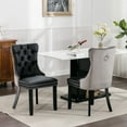 thumbnail image 1 of Yoneston Button Tufted Upholstered Dining Chairs Set of 2, Solid Wood Dining Chairs with Nailhead Trim, Elegant Accent Chairs for Dining Room, Gray & Black, 1 of 9