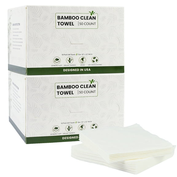 Yoneston Disposable Face Towels, 10" x 12" Biodegradable Large Face Skin Clean Washcloth for Sensitive Skin, Makeup Remover, Facial Cleansing, Nursing, Travel, 100 Count (2 Pack)