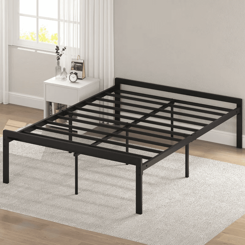 Yoneston Full Size 16 inch Heavy Duty Metal Platform Bed Frame with Large Under-Bed Storage Space, Black