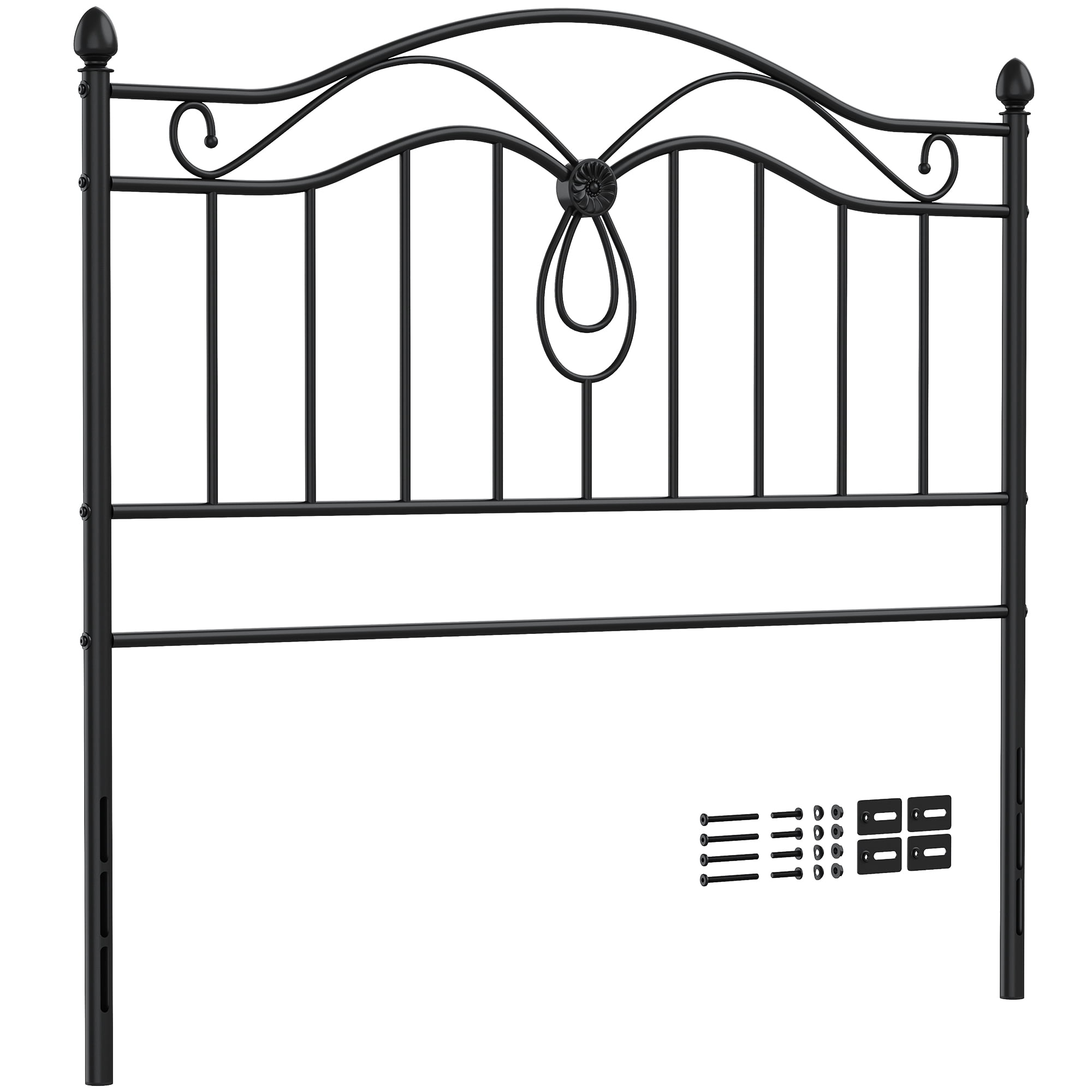 Yoneston Full Size Metal Headboard with Adjustable Height for Full Beds, Black