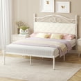 thumbnail image 1 of Yoneston Full Size Metal Platform Bed Frame with Faux Leather Upholstered Headboard for Adults Kids Bedroom Furniture, White, 1 of 8