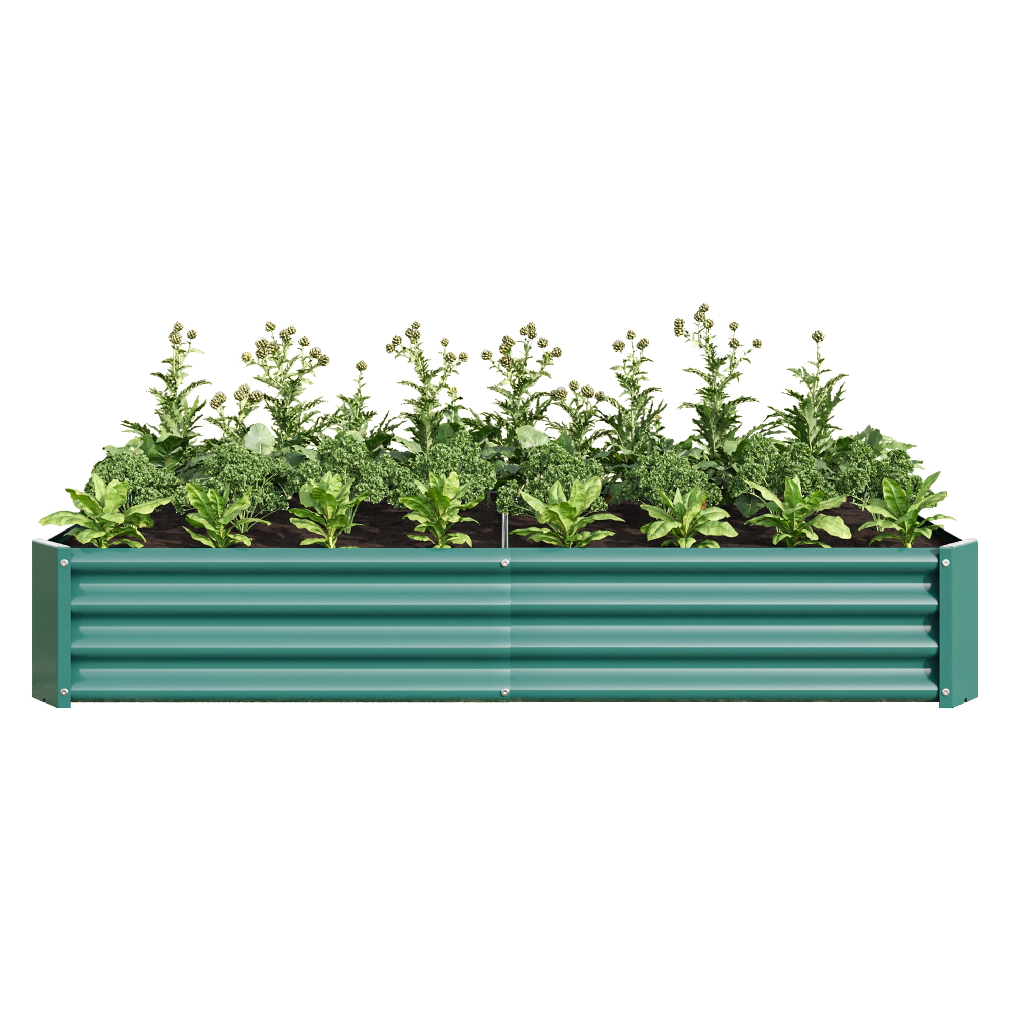Yoneston Galvanized Raised Garden Beds 6x3x1ft Rectangle Metal Garden Beds Galvanized Steel Planter Box for Vegetables Flowers Herbs Outdoor, Green