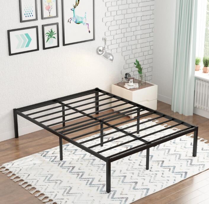Yoneston Heavy Duty King Size 18" Metal Platform Bed Frame with Under-Bed Storage No Box Spring Required, Black
