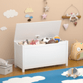 thumbnail image 1 of Yoneston Kids Wooden Toy Box Flip-Top Storage Chest Bench with Safety Hinged Lid, White, 1 of 12