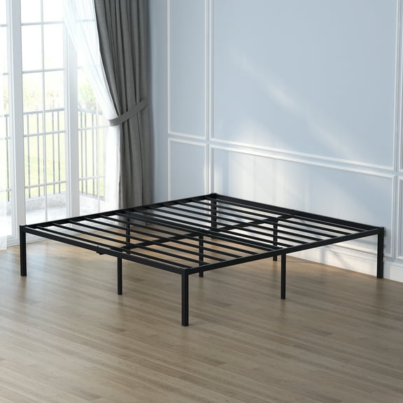 Yoneston Heavy Duty 18" King Size Metal Platform Bed Frame with Under-Bed Storage No Box Spring Required, Black