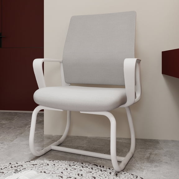 Yoneston Office Chair with Lumbar Support and Mid Back Mesh Space Air Grid for Home & Office Use, Reception Conference Room, White+Gray