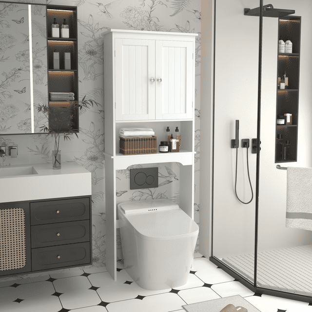 Yoneston Over The Toilet Storage with Adjustable Shelves, Wood