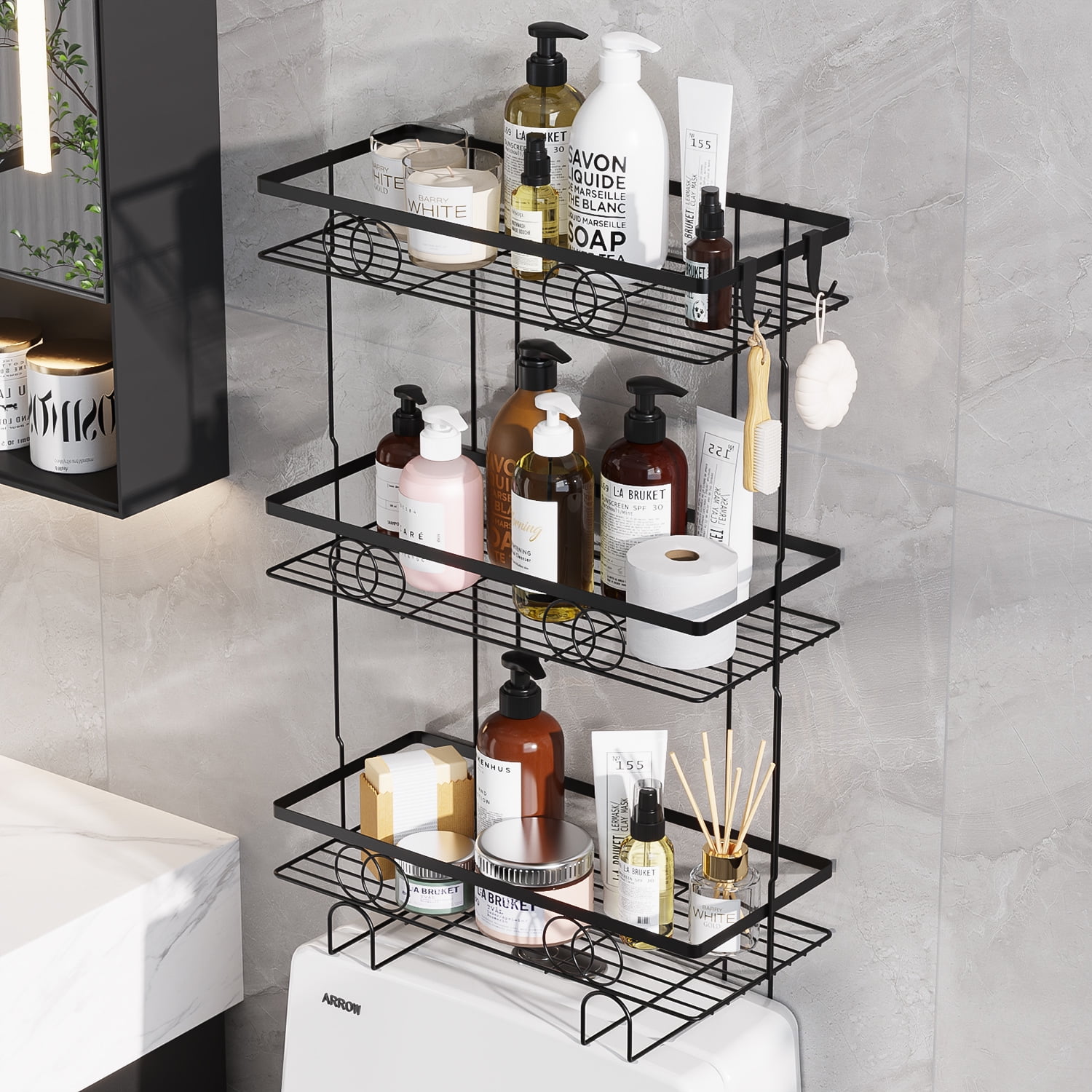 Yoneston Over The Toilet Storage Shelf, Stainless Metal 3-Tier Bathroom ...