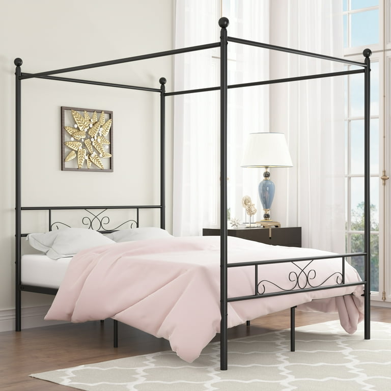Black canopy cheap bed walmart