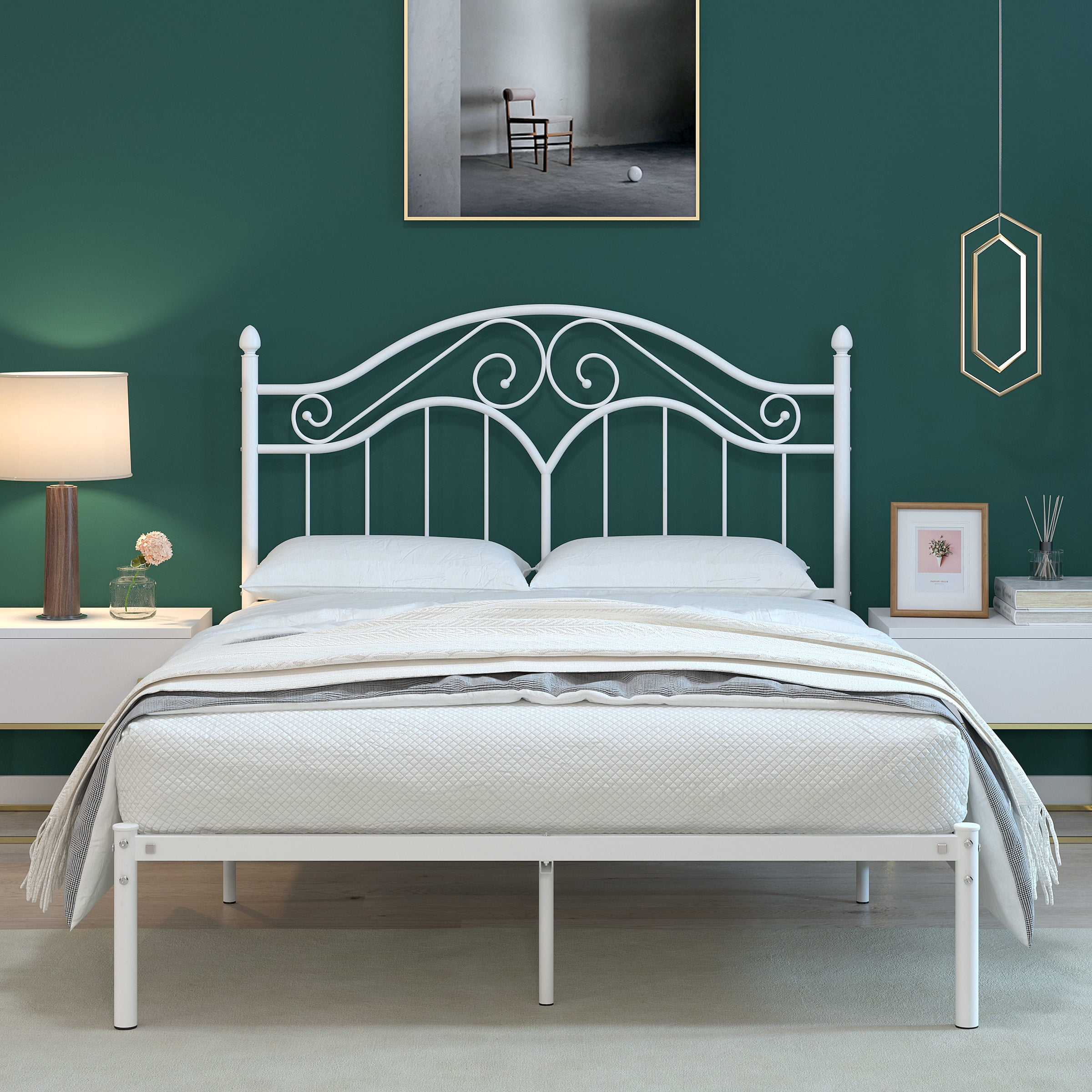 45MinST 3600 Lbs Heavy Duty Queen Bed Frame - 14 Inch Steel Slat Platform Foundation