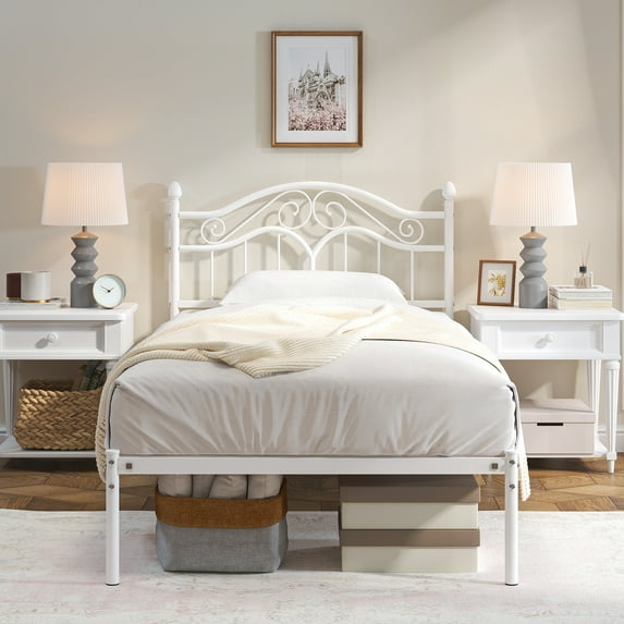 Yoneston Vintage Headboard Kids Standard Metal Bed Frames, Twin Size