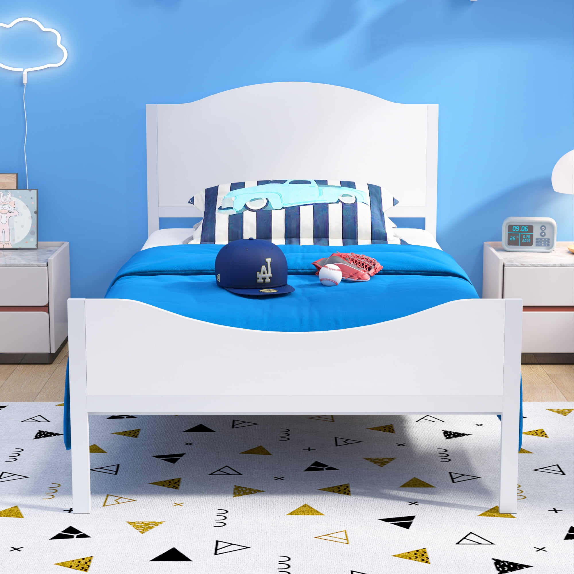 Yoneston Twin Kids Metal Platform Bed Frame with Wood Yoneston Twin Kids Metal Platform Bed Frame with Wood
