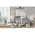 thumbnail image 1 of Yoneston Twin Over Full Metal House Bunk Bed with Ladder for Kids, Teens, Detachable Platform Bed No Box Spring Needed, White, 1 of 7