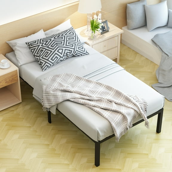 Yoneston Twin Size Heavy Duty Metal Platform Bed Frame 16" High Single Beds Frames with Storage