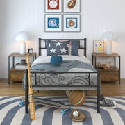 Yoneston Twin Size Metal Platform Bed Frame with Headboard Footboard for Boys Kids Adults, Black