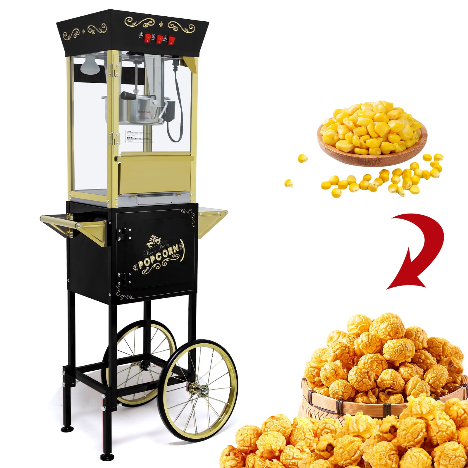 Premium 12-Ounce Movie Theater-Style Popcorn Machine With Cart (SAK84156)