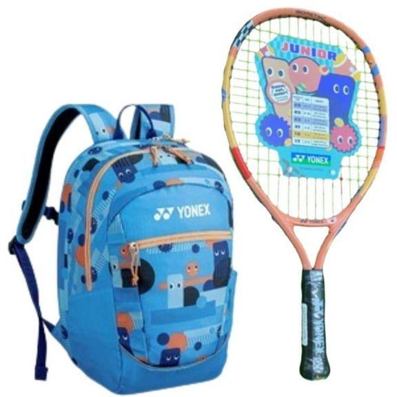 Yonex 19 Inch Coral Orange Junior Tennis Racquet Bundled with a Junior Backpack Ocean Blue