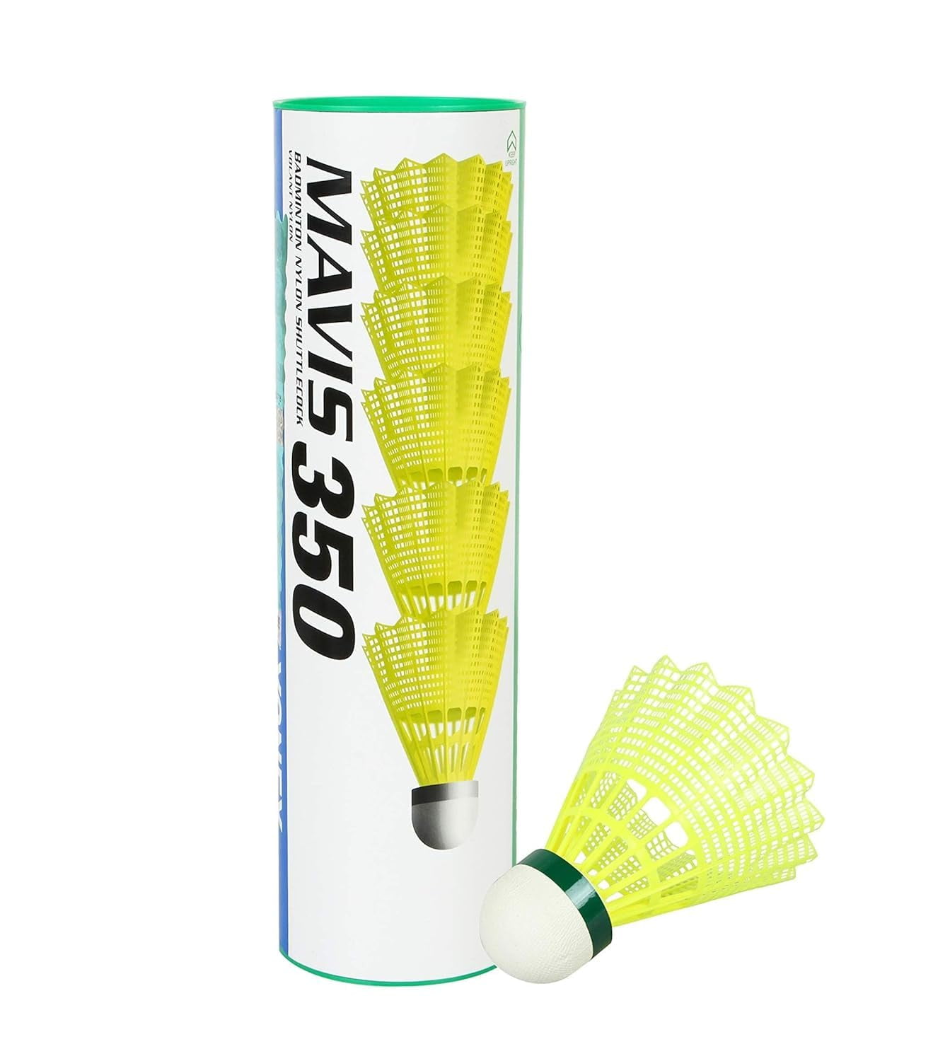Yonex MAVIS 350 Badminton Nylon Shuttlecocks, Green Cap, Colour