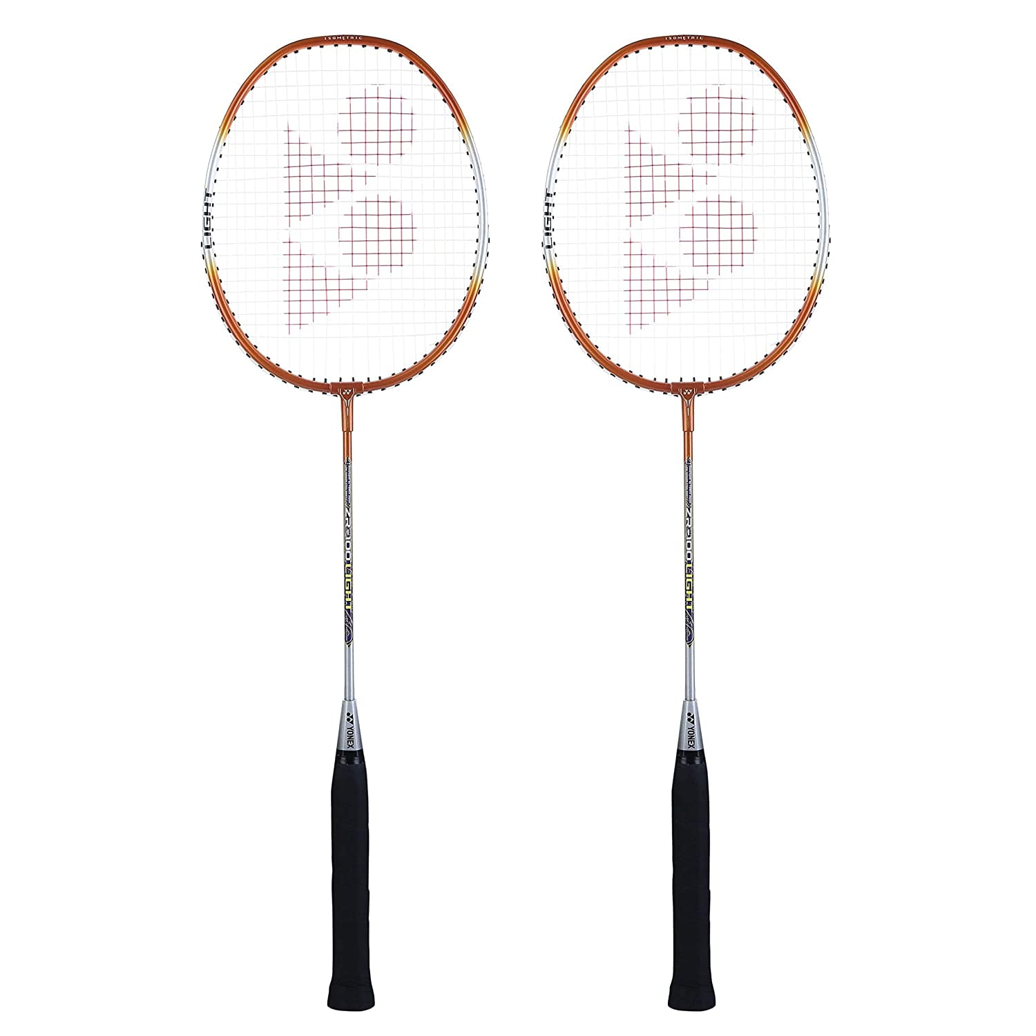 Yonex ZR 100 Light Aluminium Badminton Racquet with Full Cover, Set of 2 Orange