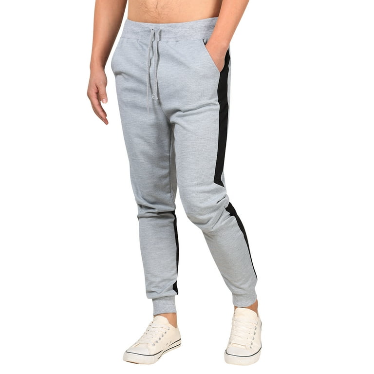 Yong Horse Men s Color Block Jogger Pants Elastic Waist Sweatpants Light grey L Walmart