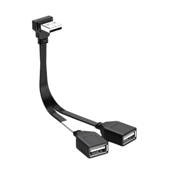 YongCo 1 Male To 2 Female USB Splitter Extension Cord 90 degree Bend For PC Laptop Charging And Mobile Power Supply