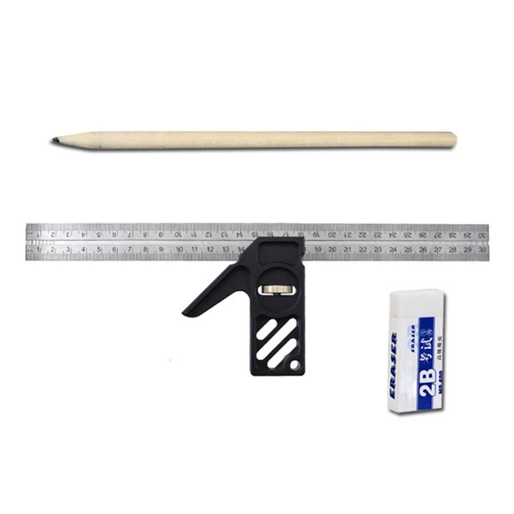 YongCo 12''Adjustable Protractor AngleRuler Combination Square Ruler Stainless Steel 300mm Carpenter Measure Tool