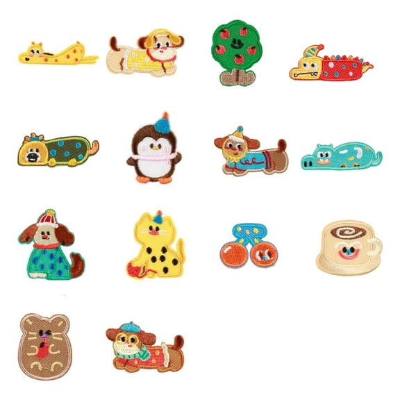 YongCo 14 Pcs Penguins Sewing Patches Supplies Cartoon Cats Embroidered Patches for Hat Bags Shoes Customization
