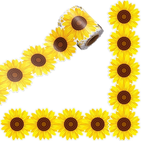 YongCo 18m Sunflowers Border Trim Bulletin Board Borders Decorative Sticker Bulletin Border Trim for Classroom Decorations