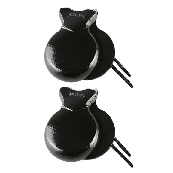 YongCo 2Pcs Traditional Castanet Wood Spanish Castanets Flamenco Dance Castanets with String Hand Clapper Orff Music Instrument