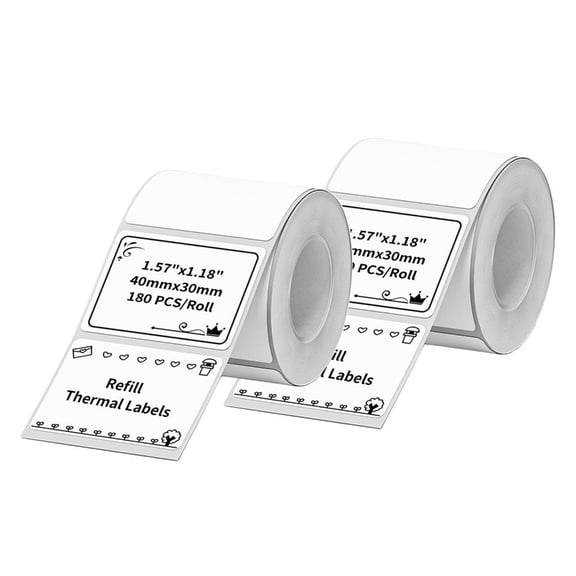 YongCo 2Roll Thermals Printing Labels 40x30mm BPAFree Biodegradables 360 Labels for Barcodes Various Use