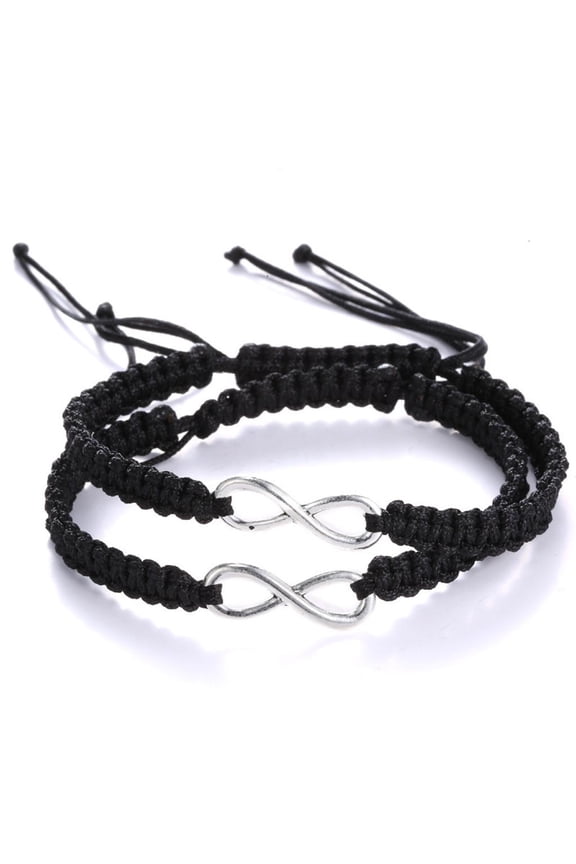 2pieces for Infinity Love Couples Bracelets Figure 8 Matching Bracelets Adjustable Braided Rope for Best Friends