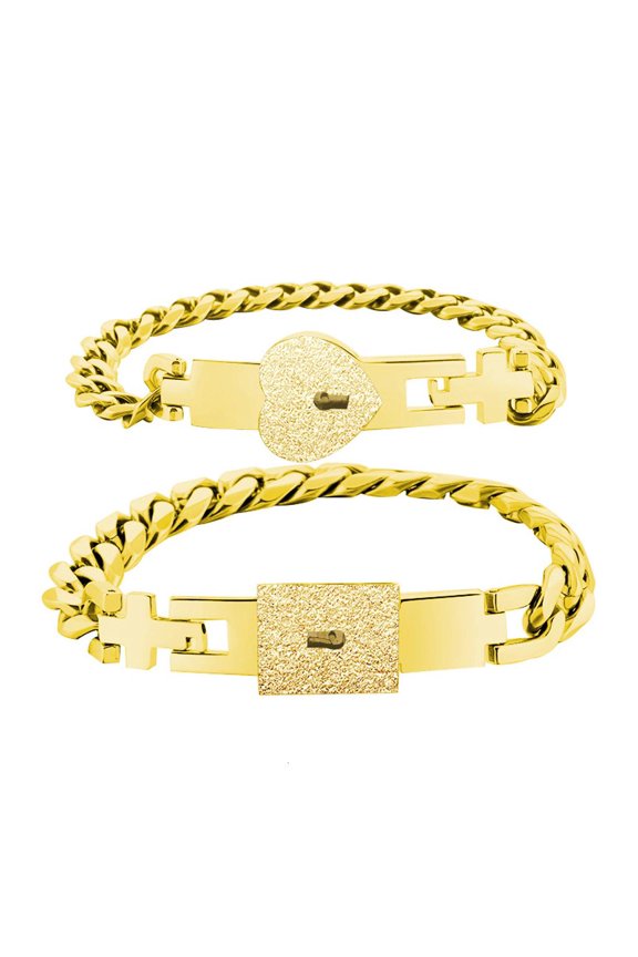 2x Couple Bracelets Fashion Lover Heart Lock for Key Bracelet with Lock for Key