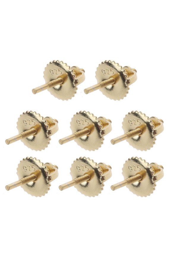 4 Pairs 925 Sterling Silver Secure Screw on Earring Backs Replacement for Diamond Earring Studs Screwbacks Locking Backs