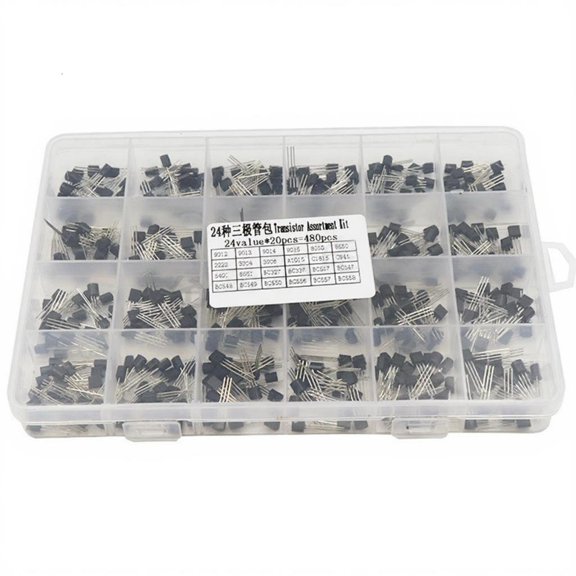 YongCo 480Pieces Transistors for Electronic Making and Repair Featuring 24 Types Including Common Models and Storage Case