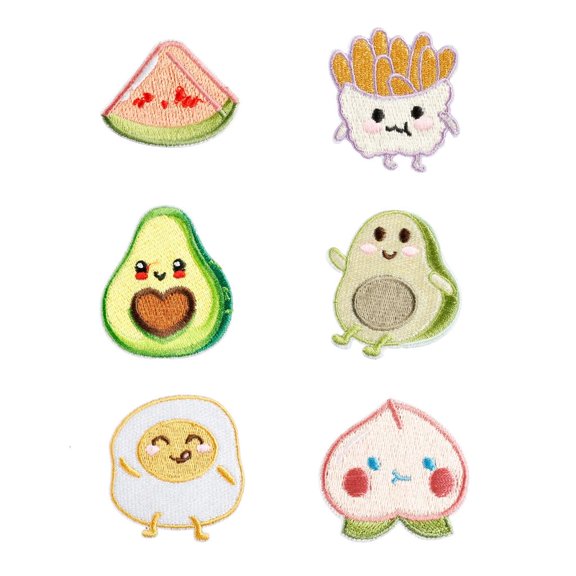 YongCo 6 Pcs Avocado Repair Patches Iron on Embroidered Patches French Fries Sew On Decorative Appliques for Clothes Hat