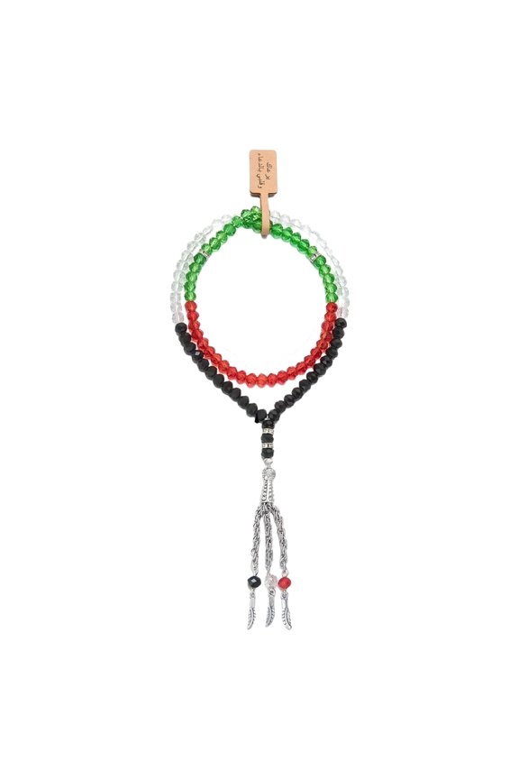 Artificial Crystal Ramadan Handmade Bracelet Featuring Triangular Flag Fringe Religious Jewelry Tassels Hand Chain