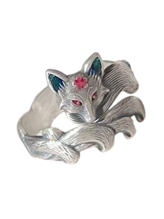 Artistic Floral Foxes Design Antique Inspired Ring Comfort Fit Alloy Jewelry Gift