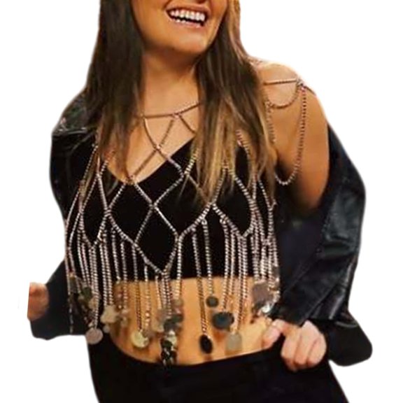 YongCo Body Chain Metal Chain Chest Chain Shoulder Chain Party Raves Body Jewelry