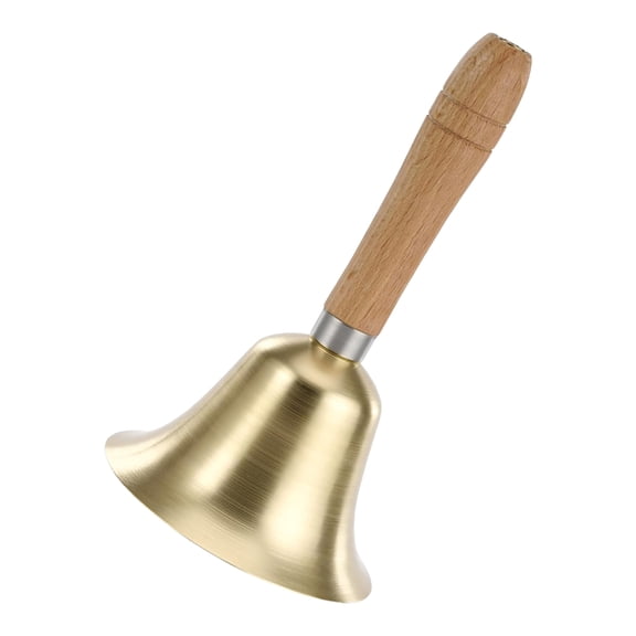 YongCo Brass School Bell Handheld Service Bell Large Hand Call Bell with Wood Handle