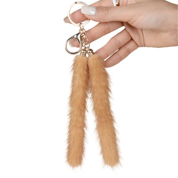 YongCo Chic Mink Hair Car Keychain Deluxe Handbag Ornament Practical Sturdy Design