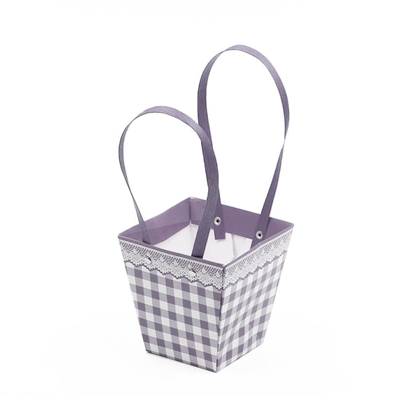 YongCo Colorful Foldable Flower Bag with Handle Portable Paper Packaging Bag for Flower Carrying Handmade Bouquet Basket