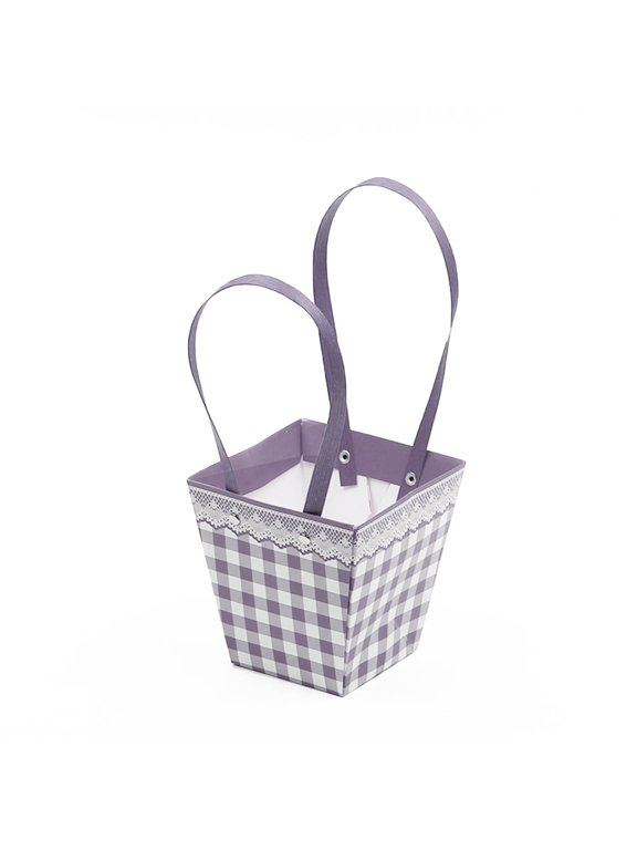 Colorful Foldable Flower Bag with Handle Portable Paper Packaging Bag for Flower Carrying Handmade Bouquet Basket