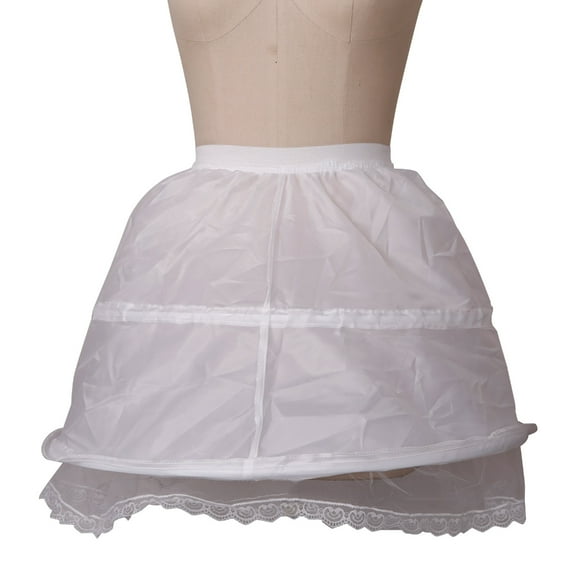 YongCo Crinoline Underskirt Petticoat for Women Girls Bridal Dress Vintage Ball Gown White Short Hoop Skirt Lace Trim Tulle