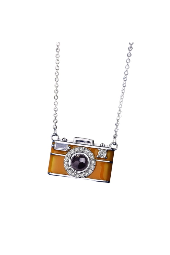 Elegant Copper Camera Necklace With 100 Language Projection Function Adjustable Chain For Cultural Exploration