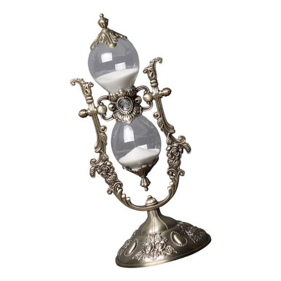 YongCo Elegant European Hourglass Ornament 15/30 Minutes Sand Timer for Desk or Shelf Display Vintage Glass Sand Clock Stand