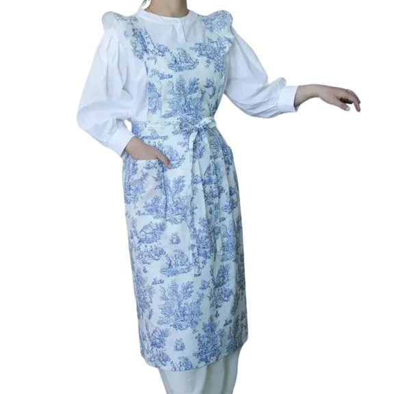 YongCo Elegant French Pattern Apron Featuring Elegant Flower Pattern Waterproof Aprons for Kitchen and Cooking Enthusiasts