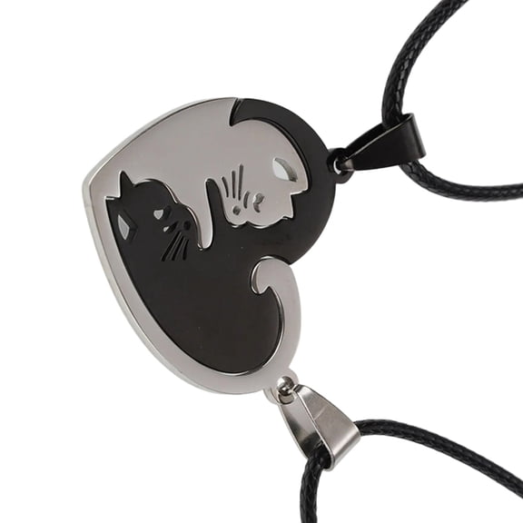 YongCo Elegant Matching Cats Necklace for Best Friend Adjustable Length Neck Accessory for Special Occasions or Daily Wear